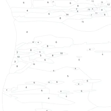 Small numbers and light, faint outlines.
